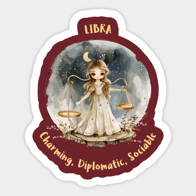 Libra Cartoon Zodiac Sign Sticker by Vinokurio